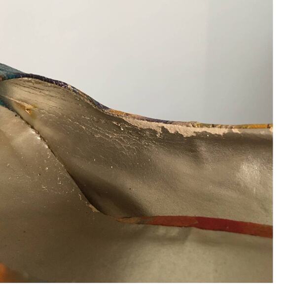 Diba Size 10 Floral Fabric 5 1/2" Stacked Heal Open Toe Slight Platform Shoes - Picture 7 of 7